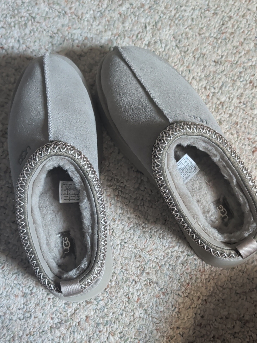 UGG Women’s Light Gray Suede Shearling Slip-On Slippers